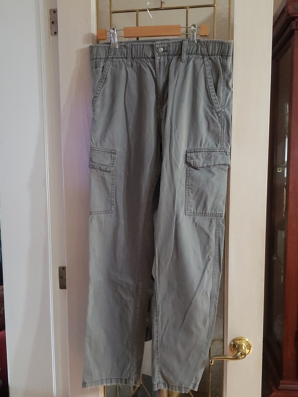 Tainted Denim relaxed-fit utility trousers. Size 32